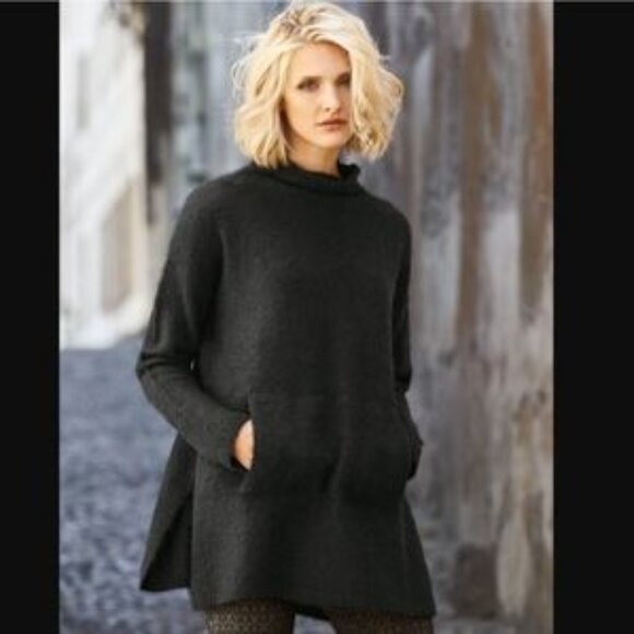 Black Balie Tunic Sweater Peruvian Connection - Picture 1 of 11